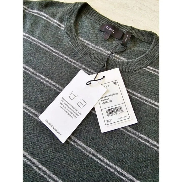 Theory Men's Riland Striped Pullover Sweater Crew Neck Green Size S (MSRP $325) - Picture 4 of 4
